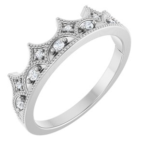 14K White 1/10 CTW Natural Diamond Crown Ring